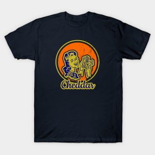 Cute and Funny Cheddar Vintage Design T-Shirt